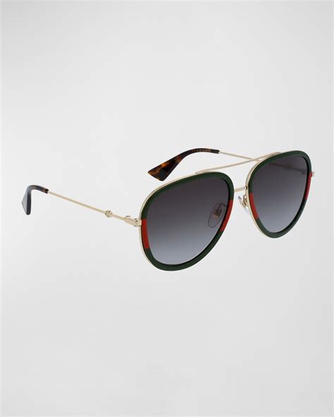 gucci web aviator sunglasses green red green